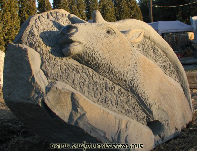 Stone Elk Sculpture